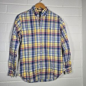 Vtg Ralph Lauren Plaid Button Down Shirt Medium Easter Church Pastel Old Money